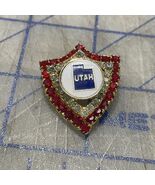 Vintage Rhinestone Pin Red Clear Utah State Pin - $227.34 MXN