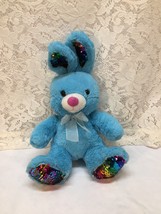 Easter Bunny Rabbit Stuffed Animal Plush Soft Blue w/Sequins GOFFA - $10.77