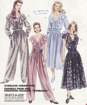 Misses Retro Ruffled Collar Elastic Waist Dress Jumpsuit Sew Pattern 8-12 - £9.40 GBP