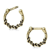 Rope Wrapped Antique Gold Plated Septum Clicker - $21.99