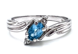 Rhodium Plated Sterling Silver Sky Blue Topaz Gemstone Ring Size 9.25 - £31.58 GBP
