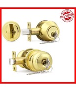 Easy Install Round Ball Door Knob &amp; Single Cylinder Deadbolt for Home Se... - $862.52 MXN