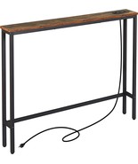 Elyken 5.9&quot; Narrow Console Sofa Table With Power Outlets And Usb, Rustic... - £58.20 GBP