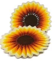 Large vintage crocheted sunflower doilies 70s handmade summer flower table cloth - £31.23 GBP