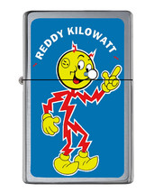 Reddy Kilowatt Flip Top Lighter Brushed Chrome with Vinyl Image. - £22.54 GBP