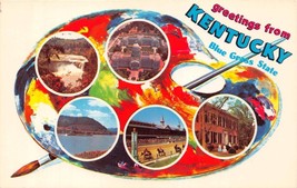 Greetings From Kentucky~Blue Grass State~Painter&#39;s Palette Postcard c1960s - £3.76 GBP