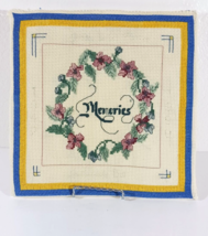Vintage Finished MEMORIES Counted Cross Stich Wall Art 10 X 10 Floral Mounted - £16.37 GBP