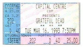 Grateful Dead Concert Ticket Stub March 16 1993 Washington Dc Landover Moyen - £41.98 GBP