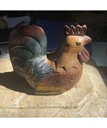 Vintage Hand Wooden Carved Sitting Rooster Collectable Figurine - $22.12