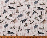 Cotton Birds Water Fowl Ducks Geese Loons Herrons Fabric Print Yard D672.77 - £9.34 GBP