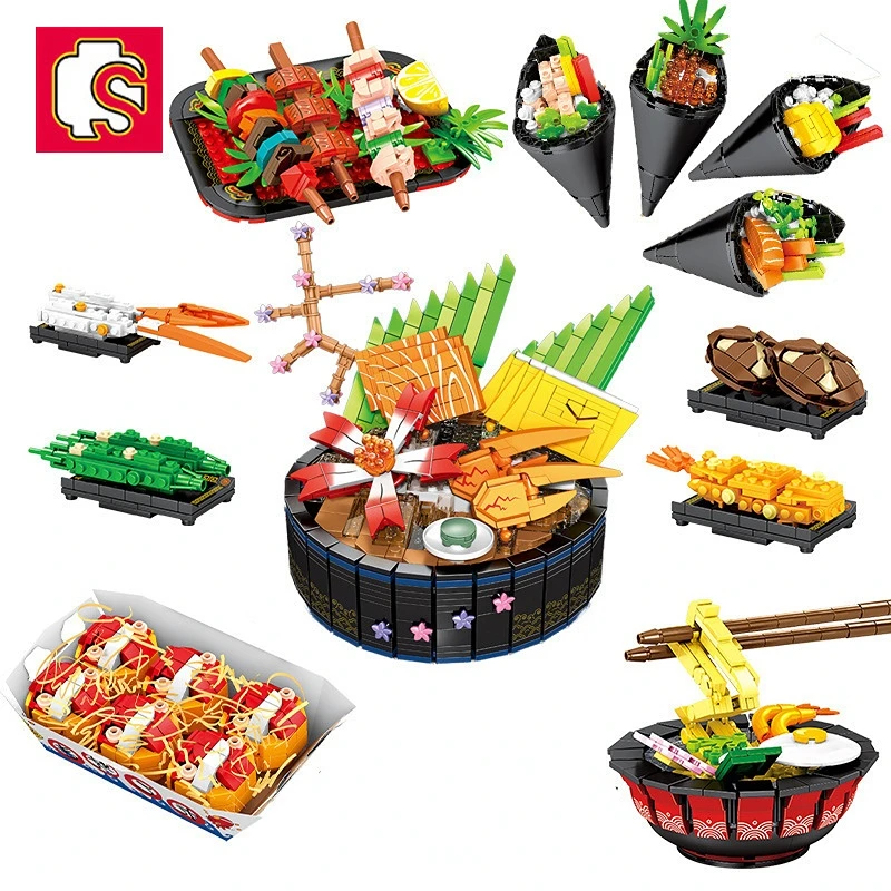 E cuisine toys sushi ramen food music box building blocks diy bricks roleplay stem food thumb200