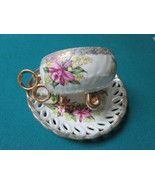 Royal Halsey Japan Mid Century cup/saucer, lusterware, gold and roses [a... - $76.02 CAD