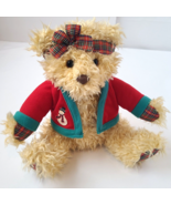 Vintage Christmas Teddy Bear Plush Stuffed Animal Plaid Headband Snowman... - $12.56 CAD