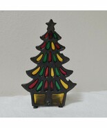 Vintage 7&quot; Cast Iron Stained Glass Christmas Tree Votive Candle Holder - €15,34 EUR