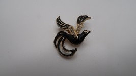 Vintage OLD Gold and Black Bird Brooch 3.5cm - $19.80