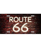 Route 66 Neon Brick Background Metal Novelty License Plate - $25.74 CAD