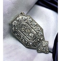 Vintage Scarf Clip Silver Tone Faux Diamonds Rhinestones Art Deco - £10.34 GBP