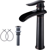 Ggstudy Oil Rubbed Bronze Bathroom Faucet Single Handle One Hole Waterfall - £72.67 GBP