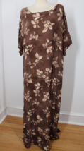 Vtg 90s J Jill Woman 28 Brown Floral Rayon Short Sleeve Maxi Dress - $23.75