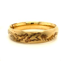 Vintage Signed 12k Gold Filled Russel Victorian Ornate Hinged Bangle Bracelet 7 - £110.79 GBP