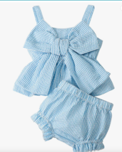 NEW Newborn Baby Girl Clothes Stripe Sleeveless Bowknot Tank Top Shorts ... - £19.60 GBP