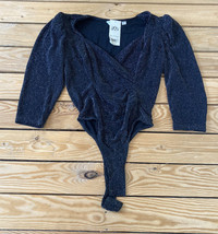 miss selfridge NWT $42 women’s sparkly 3/4 sleeve bodysuit size 6 black c6 - £14.23 GBP