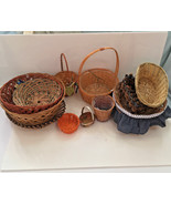 12 mixed basket lot wicker small basket bread basket decorative easter b... - $368.45 MXN