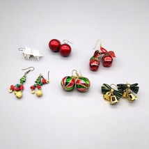 Vintage Christmas Earrings Lot of 6 Pair, Winter Holiday Dangles Bundle, Merry F - £36.52 GBP