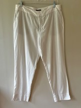 Style n Co Sz 12 Linen Blend White Cropped Ankle Pants Hand Pockets Mid ... - $12.11