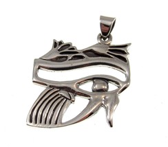 Handcrafted Solid 925 Sterling Silver Egyptian Eye of Horus Third Eye Pendant - £27.32 GBP