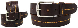 1.5&quot; Wide Mens Women Genuine Leather Dress Casual Belt Dark Brown 12CA013BR - £16.81 GBP