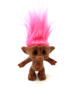 Ace Novelty Treasure Troll Doll HOT Pink Hair Red Circle Jewel Belly Rhinestone - £5.47 GBP