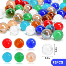 Glass Marbles Colorful .6&quot; 75pc Games Fillers Table Decor DIY - £4.48 GBP