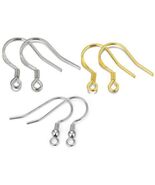 10/20/50 Pieces Genuine 925 Sterling Silver/Gold Earring Findings Hook E... - $10.91 CAD+