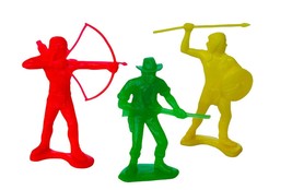 Cowboys and Indians lot vtg western toys red yellow green plastic 1960s marx US1 - £11.03 GBP