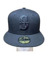 MLB Seattle Mariners New Era 59Fifty Black on Black Fitted Hat 7 Great C... - $30.38