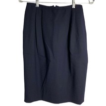 Vintage Jones New York Pencil Skirt 6 Navy Blue Wool Pleated Front Lined... - $37.19