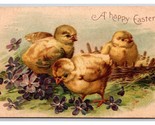 Happy Heaster Violet Flowers Baby Chick Embossed DB Postcard H29 - £3.09 GBP