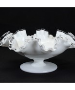 Fenton Silver Crest Crimped Ruffled Pedestal Candy Dish Bowl 8.25&quot; Dia x... - $19.59