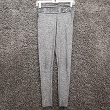 PINK Victora Secret Leggings Women XS Gray Logo Waist Stretch Yoga Athle... - $11.47