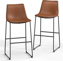 Nicbex Retro Bar Stools Crazy-Horse Leather With Metal Legs, A-Ge17021-Ussu014 - £135.91 GBP