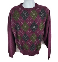 Marshall Fields Scottish Shetland Wool Vintage Argyle Diamond Sweater Size L - £23.45 GBP