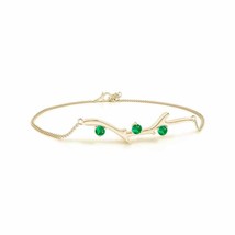 Authenticity Guarantee 
Angara Natural 3mm Emerald Chain Bracelet in 14K Yell... - £416.37 GBP