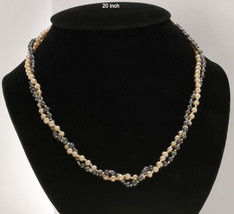 Double Strand Black Pink Round Pearl Necklace 20 Inch Knotted Silk Silver Hook - £51.54 GBP