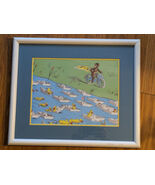 Vintage Curieux George Vélo Lac Papier Bateau Canard Cadre Blanc 19 x 16 - $2,834.07 MXN