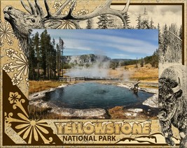 Yellowstone National Park with Elk and Bison Laser Engraved Wood Picture (5x7)  - £24.36 GBP