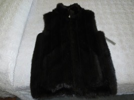 Nwt Ladies Dress Barn Dk Brown Faux Fur Reversible Zippered Vest JACKET--Size M - £19.59 GBP