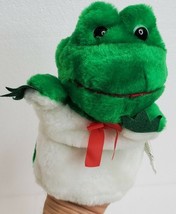 Plush Hand Puppet Green Frog For Small Hand Vintage Lillian Vernon 7x6” - £5.76 GBP