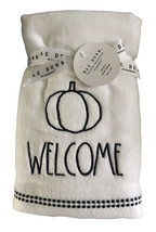 Rae Dunn Thanksgiving Hand Towels Bathroom Set of 2 Pumpkin Welcome Embroidered - £31.16 GBP