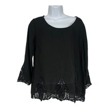 Charming Charlie Women&#39;s Long Sleeved Sheer Lace Keyhole Blouse Size Medium - £18.38 GBP